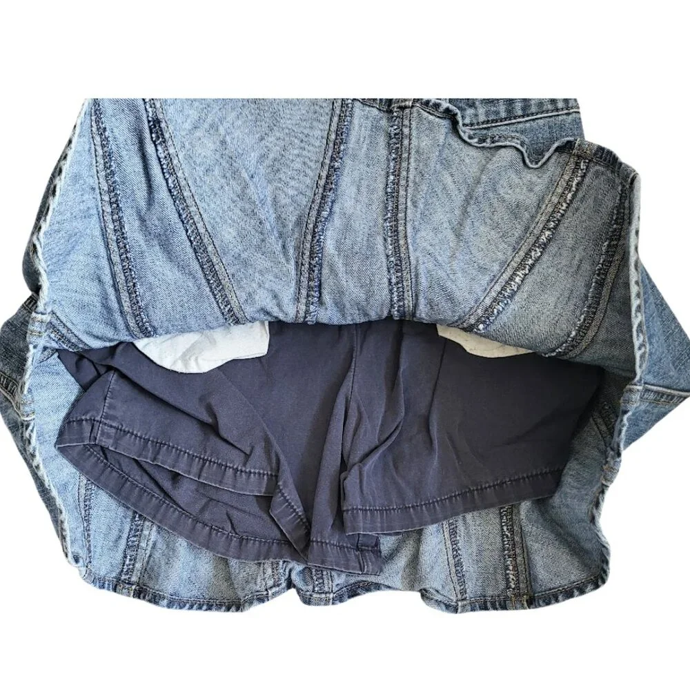 GYMBOREE Blue Adjustable Waist 100% Cotton Denim Jean Skort - Girls 8